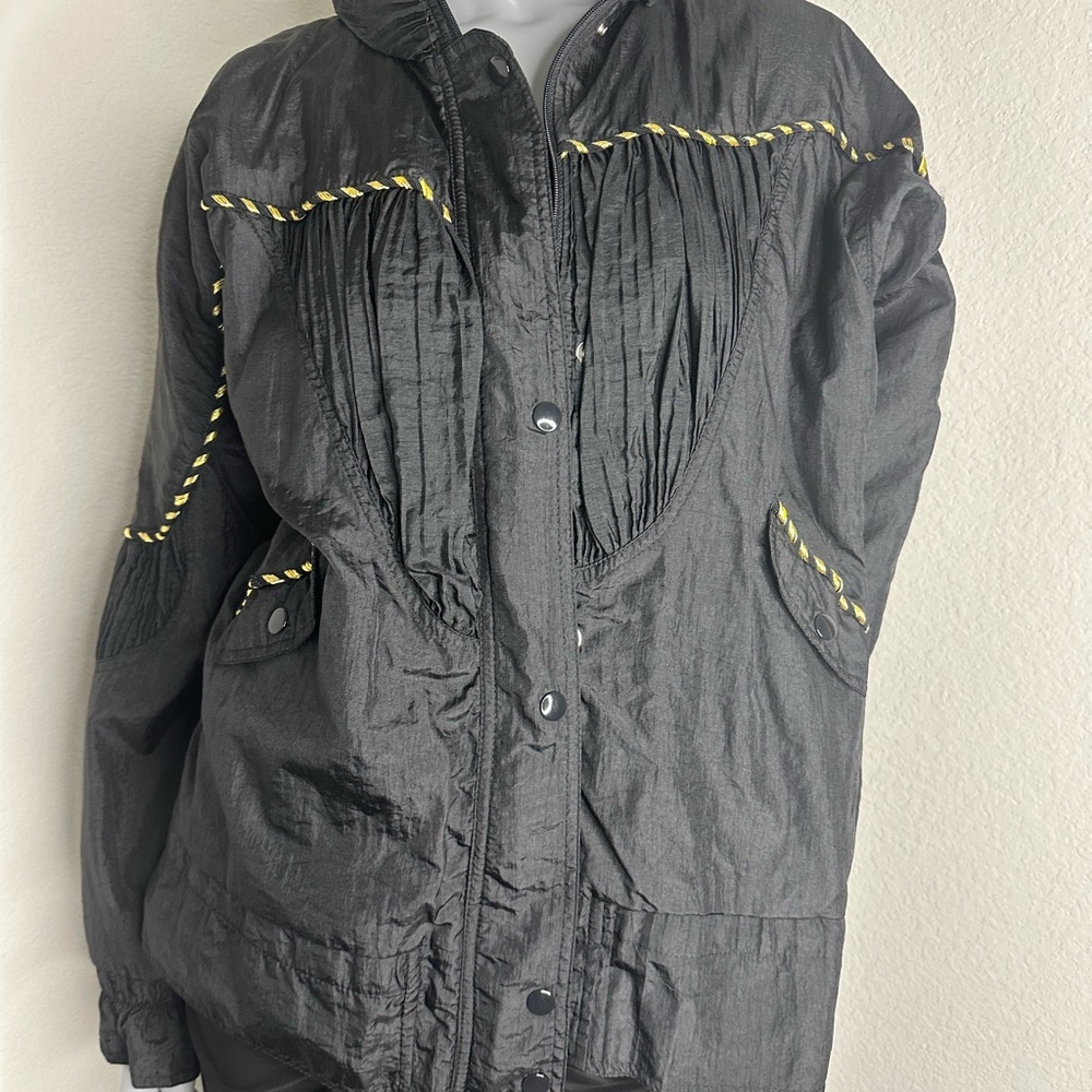 Vintage Black Jacket with Yellow Accents
